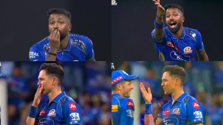 Hardik Pandya, Trent Boult caught exchanging ‘flying kisses’ during MI vs KKR