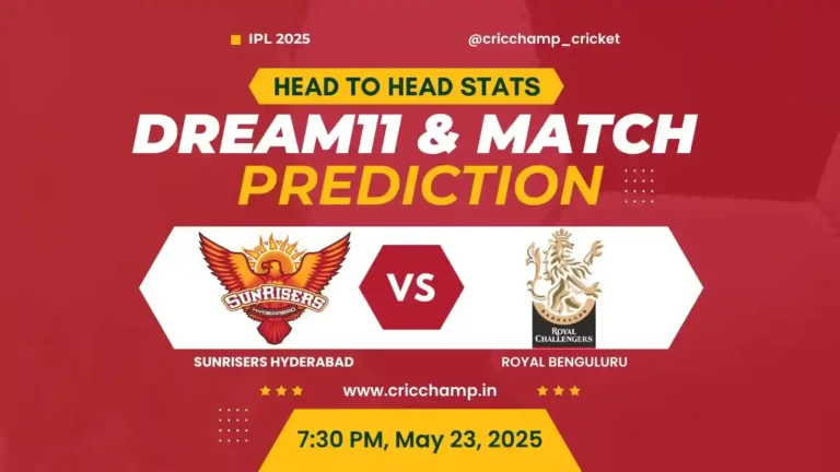 IPL 2025 Dream11 Prediction SRH vs RCB | Pitch
